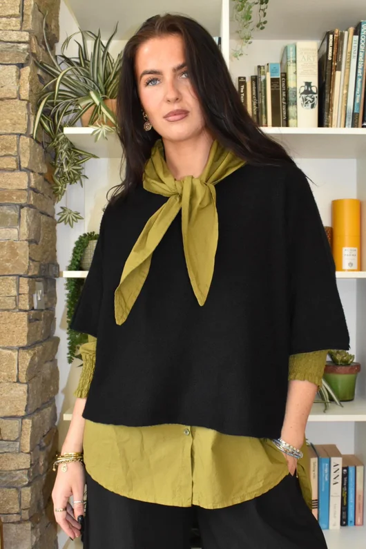 Paloma Tela Neckerchief Blouse Mucky Olive
